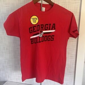 Georgia Bulldogs Kid's T Shirt Youth Size Medium Red Black White‎ UGA New! BxDD